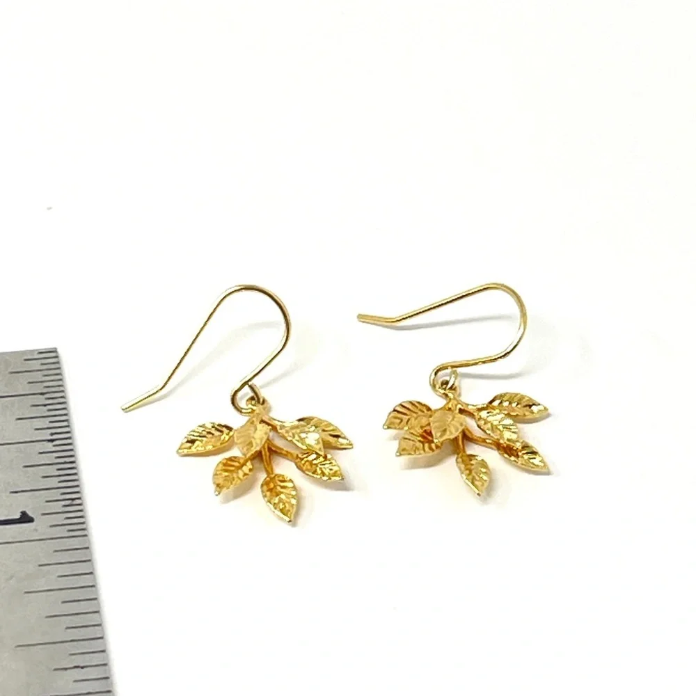 New Anthropologie x Tai Gold Leaf Midas Earrings - Picture 4 of 5